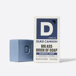 Duke Cannon Supply Co. Big Brick of Soap for Men - Midnight Swim, Masculine Sandalwood and Lavender Scent, Superior Grade Extra Large Men’s Bar Soap, Gentle Cleanser, 10 oz Body Care
