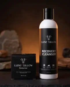 Lume Tallow Recovery Bundle - Cleanser & Moisture Protocol with Activated Charcoal Vitamin C & Panthenol for Fresh Renewed Skin