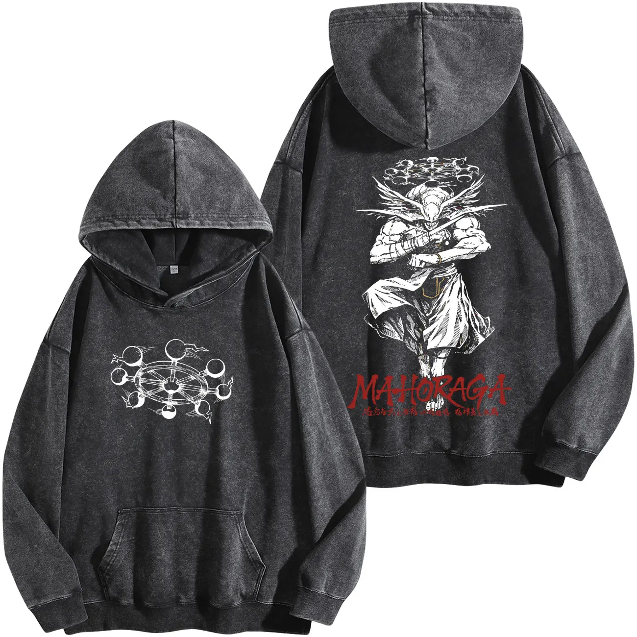 Mahoraga Jujutsu Kaisen Anime Graphic Washed Hoodie Vintage Washed Shirt Unisex Streetwear Mahoraga Anime Shirt JJK Shirt Divine General Tee Anime Clothing Gift for Anime Lovers Fans