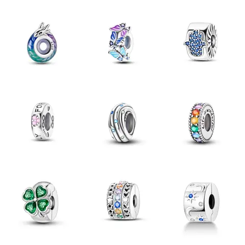 MULA 925 Sterling Silver Spacer Beads for Women, Elegant Floral & Geometric Charms, Versatile Snug-Fit for Pandora Bracelets & Necklaces