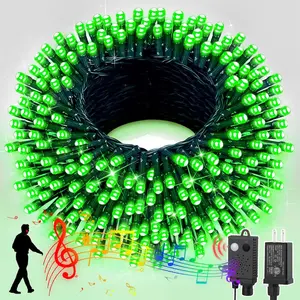 LAMPHOME 66ft Music Christmas Mini Lights with Motion Sensor Controller,200 LED Fairy Starry String Light Plug in for Indoor Outdoor Xmas Tree Wedding Party Decoration (Green)