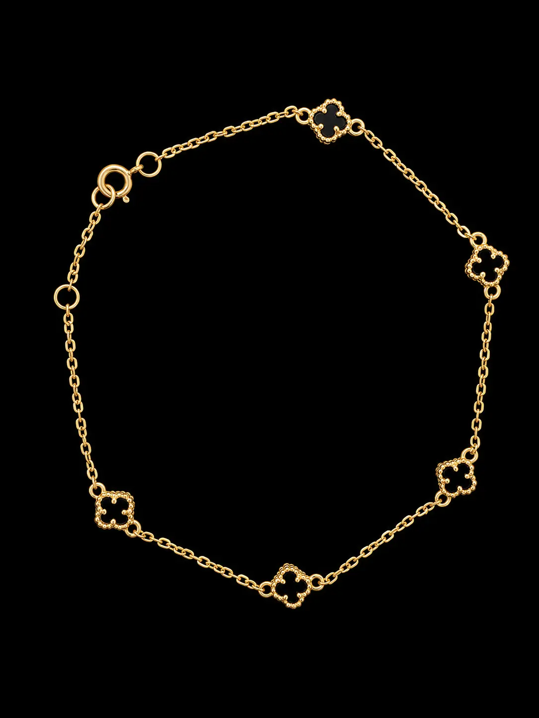 7.5" | 18K Italian Gold Five Clover Station Bracelet