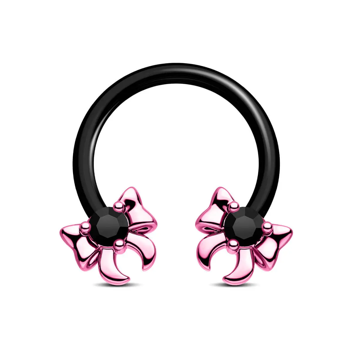 OUFER Body Jewelry 16G Black Bow Hinged Septum Pierced Ring, Blackpink Inspired Women's Fashion Nose Piercing Jewelry