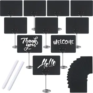 24 Set Mini Chalkboard Signs, 4"x3" Black Small Chalkboard with Metal Stand, Water Based Chalk Tabletop Sign, Blackboard Sign for Party Buffet, Bakery