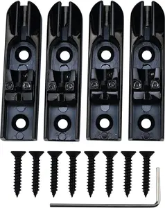 Bass Guitar Bridge with Zinc ALloy Saddle Base Individual Single String Fixed Bridge for 4 String Electric Bass Replacement PartsVacuum Black