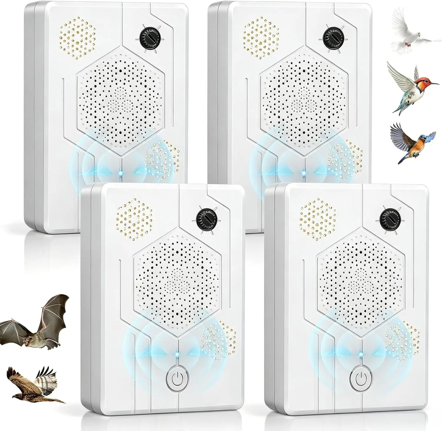 2026 Upgraded Ultrasonic Bat Deterrent 2 Pack Powerful Bat Removal Device for Attic Roof Eaves Effective Bird Repellent for Porch Balconies 24/7 Continuous Protection for Home & Garden