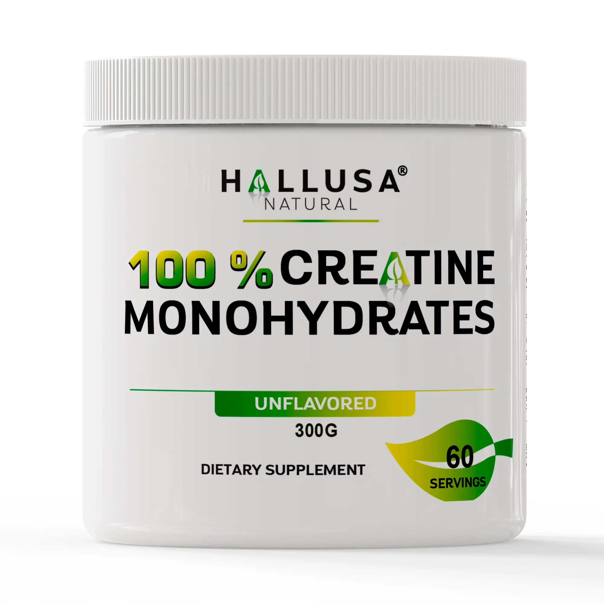 HALLUSA NATURAL Creatine Monohydrate Powder - Unflavored, 300g, 60 Servings, 5g per Scoop - Fitness, Healthcare, Muscle Support, Dietary Supplement
