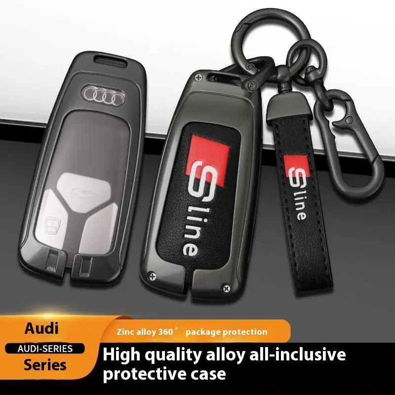 S Line Key Chain Car Key Case KeyChain Metal Key Shell For Audi S Line Allroad A4 A5 A6 ...