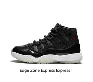 Black & Red Logo High-Top Retro Basketball Shoes, Lizard-Grain Leather Hybrid Street-Style Durable Non-Slip Sneakers