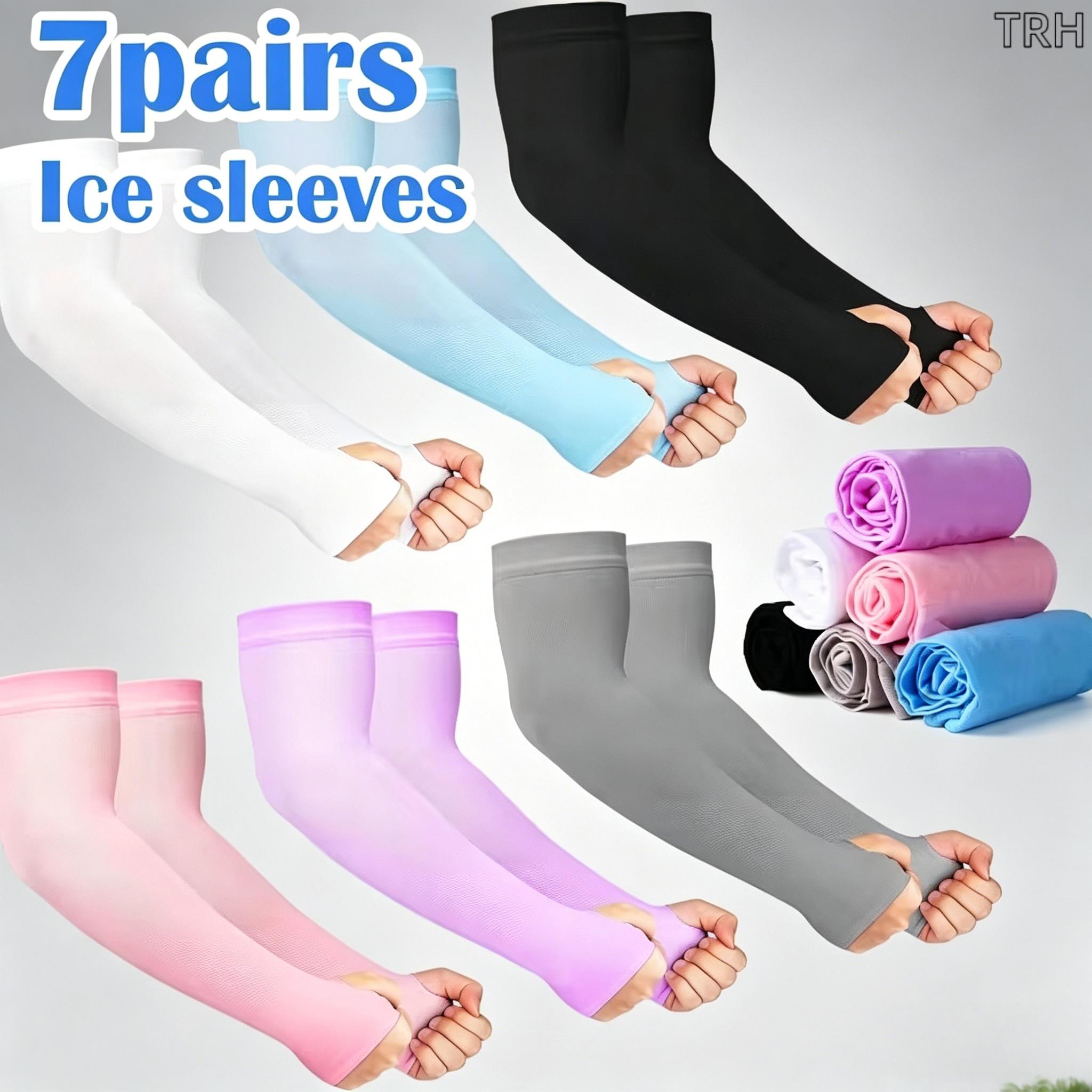 Sports Sleeves, 7 Pairs Cooling Protective Arm Warmer Pack for Men & Women, Stretch UPF 50+ UV Fabric with Thumb Holes for Cycling & Running, Cooling Protective Sleeves,clothes for back to school,first day of school outfits