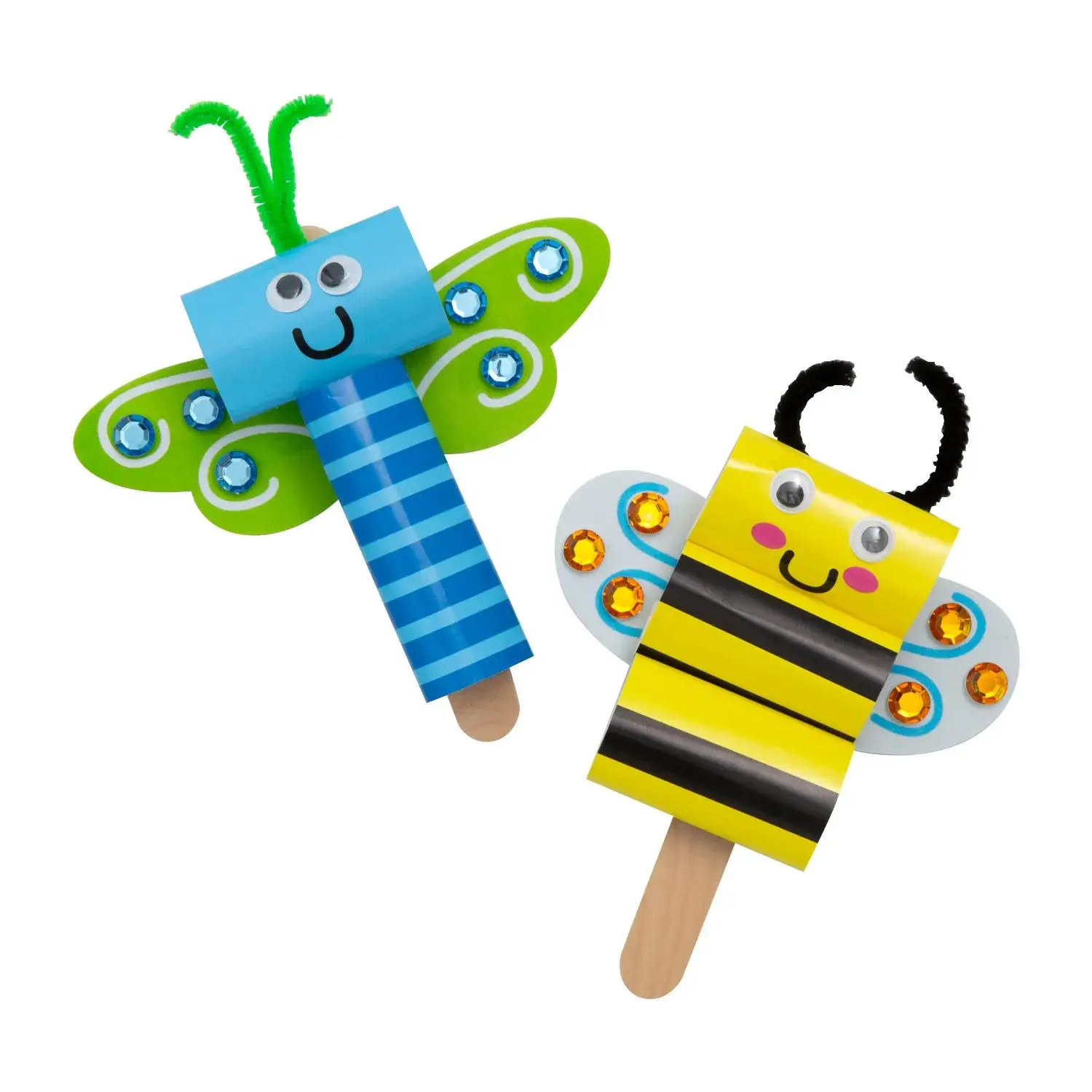 7 1/4" Paper Cylinder Bumblebee & Butterfly Bug Craft Kit - Makes 12