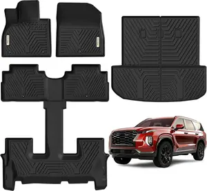 OEDRO Floor Mats Fit for 2020-2025 Hyundai Palisade Bucket Seats 7 Passenger, Rear Trunk Mat with Backrest Mat Floor Mat Replacement