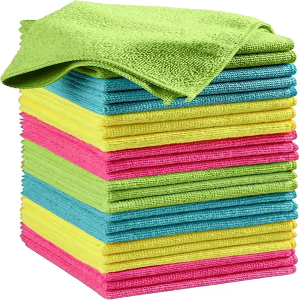 Microfiber Cleaning Cloths, Reusable Lint-Free Scratch-Proof Super Absorbent Cloth Towels (9.84"x9.84"/25cm×25cm) for Home Daily Cleaning, Car Accessories, Kitchen & Glass Use (Green, Blue, Yellow, Pink), Cloth Towel