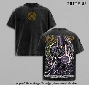 Dark Magician Yu-Gi-Oh Vintage Washed T-Shirt | Retro Anime Streetwear Inspired by the Legendary Spellcaster | Magic Circle Graphic Tee for YuGi Style Fans | Heavy Cotton