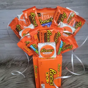 Reese's Candy Bouquet - Orange Packaging with Assorted Snacks and Chocolate Treats