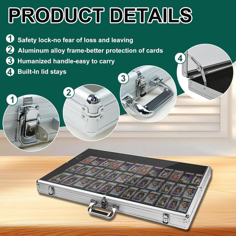 34"x22" Aluminum Acrylic Glass Show Display Case, Lockable Trading Card Show Case, Portable Trade Display Case with Handle, for Collectibles, Accessories, Sport Cards