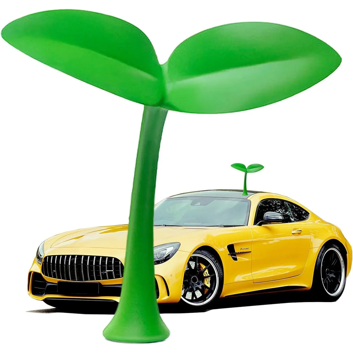 Car Sprout Topper 3D Cute Car Sticker Decal,Waterproof Moving Grass Bean Sprout Green Leaf Dances in Wind, Spot Your Car, Also for Mailbox,Garden, Home, Dog House Decoration