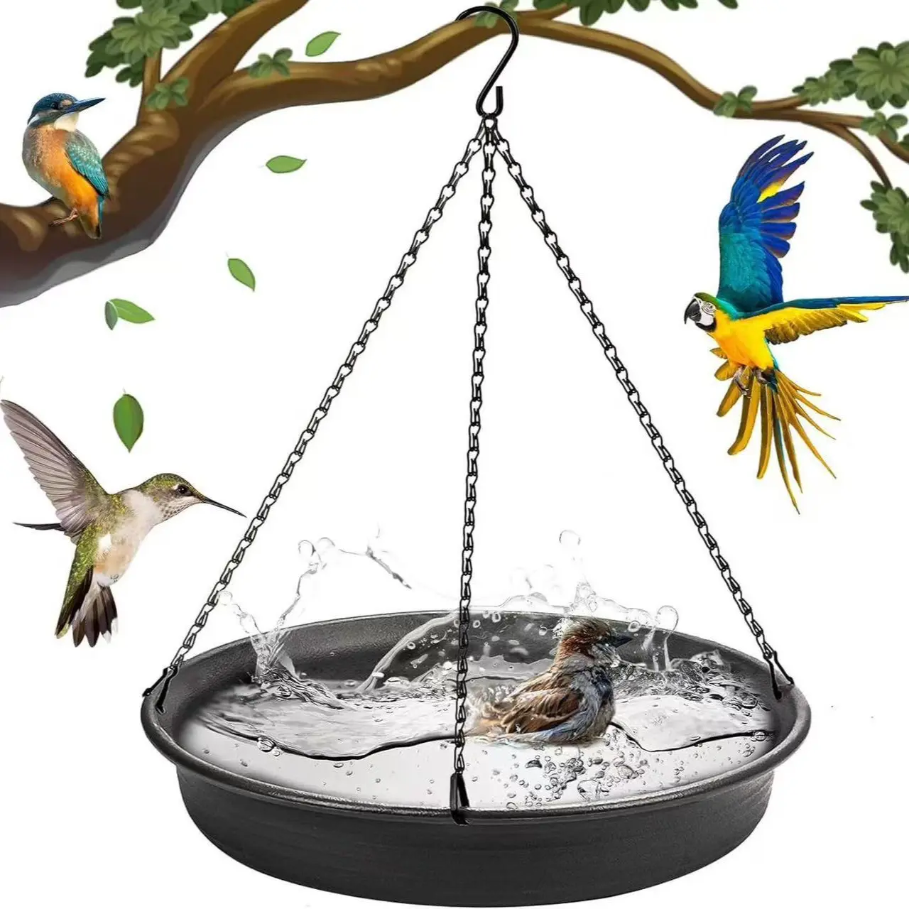 New Outdoor Garden Decor Hanging Bird Feeder, Creative Resin Bird Bath, Unique Garden Accessory, Perfect for Bird Lovers, Bird Supplies