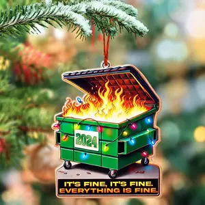 2024 Dumpster on Fire Ornament, Funny 2024 Dumpster Fine Christmas Decoration, Best Friend Christmas, Xmas Gag Gift, Co-Worker Christmas Gift