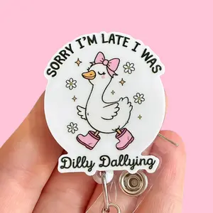 Glitter My Badge Silly Goose badge reel for nurse and hospital workers. Serious Goose Badge clip Badge pull - Retractable swivel clip with a 360 rotation. Great gift for coworkers.
