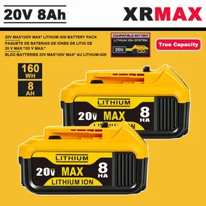 2-Pack DCB200 20V 8Ah Lithium-Ion Battery Replacement for Dewalt - Compact XR MAX High-Capacity Power, Compatible with DCB205DCB200 20-Volt Cordless Power Tools, Long-Lasting, Reliable and Durable Construction dewatlt power tools 20-voltcordless