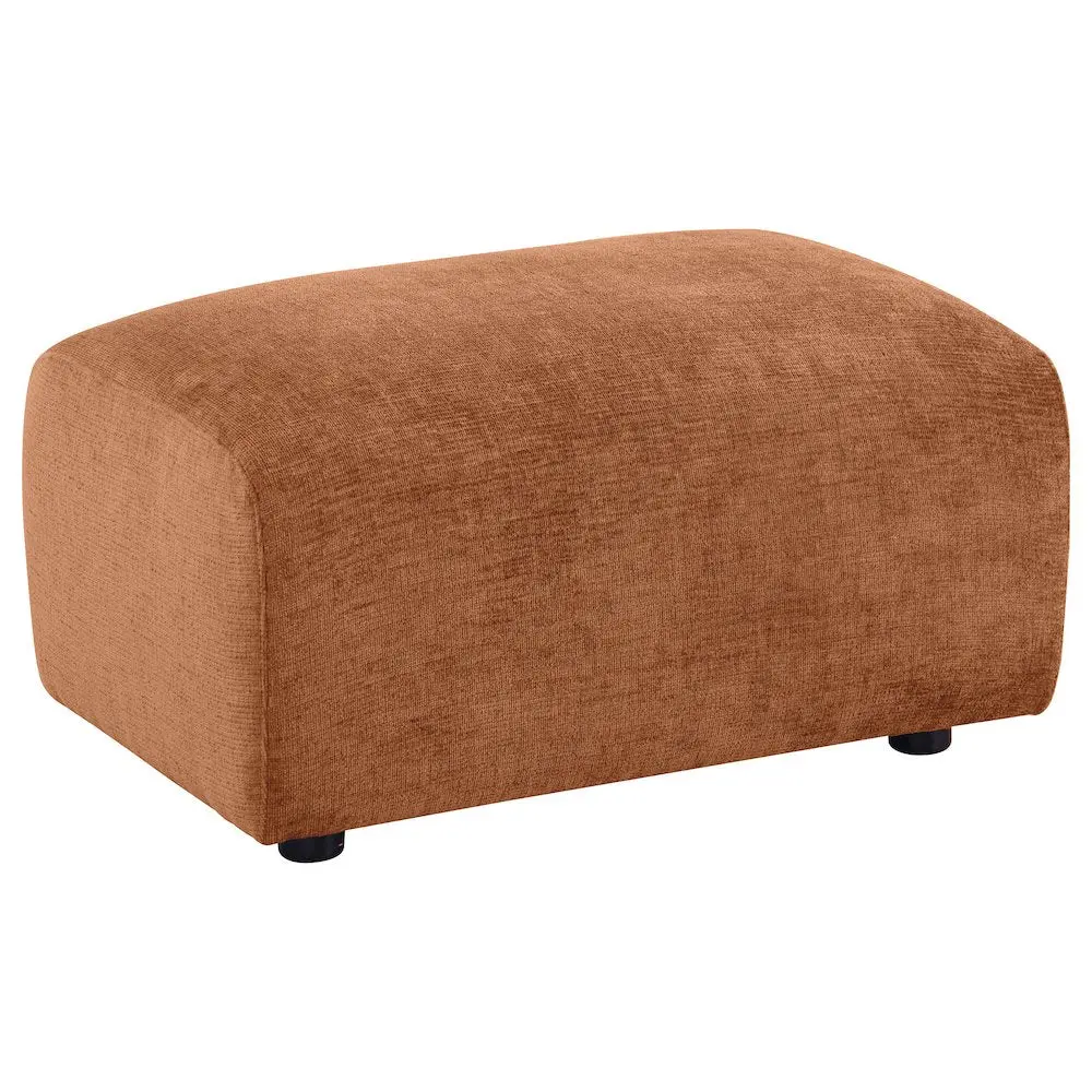 Burnett Chenille Upholstered Ottoman - Burnt Orange, Living Room Furniture, Foam Footrest with Oak Engineered Wood Frame, Extra Seat, Plush Volume