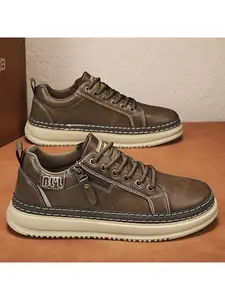 Unisex Side-Zip Platform Sneakers: Side Zipper Design, Letter Logo, Cushion Platform. For Daily Outings/Stylish Looks