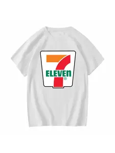 7 Eleven gas station store new black T-shirt short sleeved retro washed designer clothing streetwear street fashion style fashionable loose fitting
