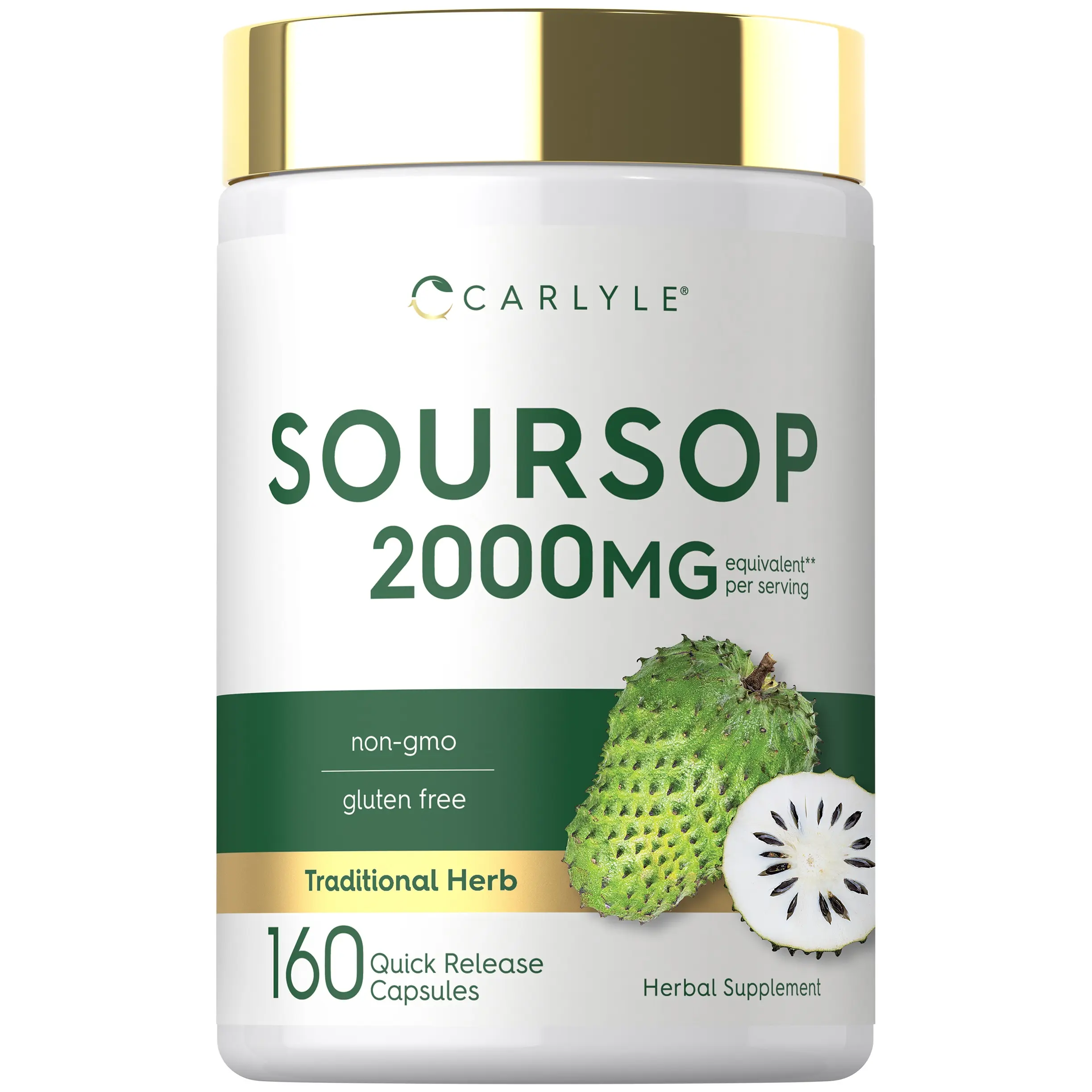 Carlyle Soursop Leaves - 2000mg - 160 Capsules - Traditional Herb - Non GMO, Gluten Free Supplement Carlyle Soursop Leaves - 2000mg - 160 Capsules - Traditional Herb - Non GMO, Gluten Free Supplement