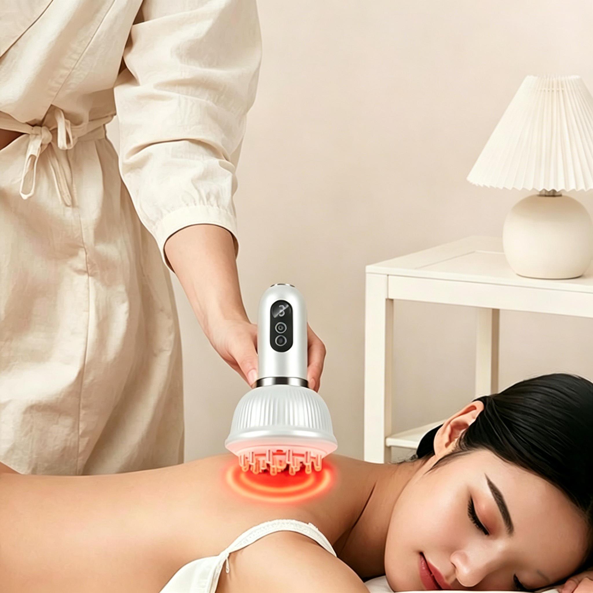 Wireless Electric Massage Brush with Heating & Vibration, Handheld Massager for Full Body Muscle Relaxation on Legs, Arms and Abdomen