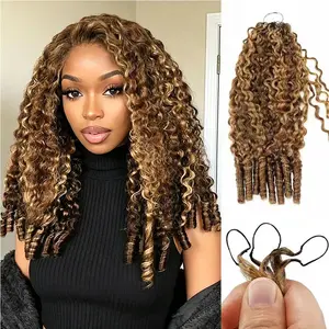 [NEW IN] P4-27 Highlight Burmese Curly Feather Crochet Hair Pre Separated Knotless Crochet Extension With Spiral Curly End For Braiding