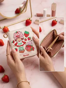 New style short cartoon women's wallet with sticker, strawberry design, cute student coin purse,  children's bag，christmas,christmas gifts,gifts for women,purses,red purse,crossbody bags for women,purses and bags women