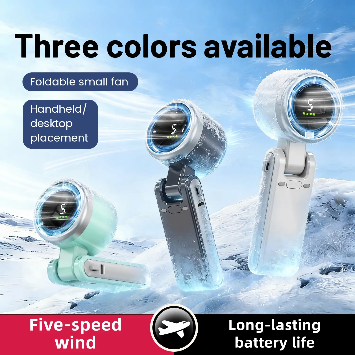 MSHUKCOE 2026 New Upgraded Handheld Fan, 10000RPM High Speed Turbo Fan with Digital Display, 5-Speed Foldable Portable Mini Fan, Rechargeable & Long Lasting for Outdoor, Travel, Office summerwins