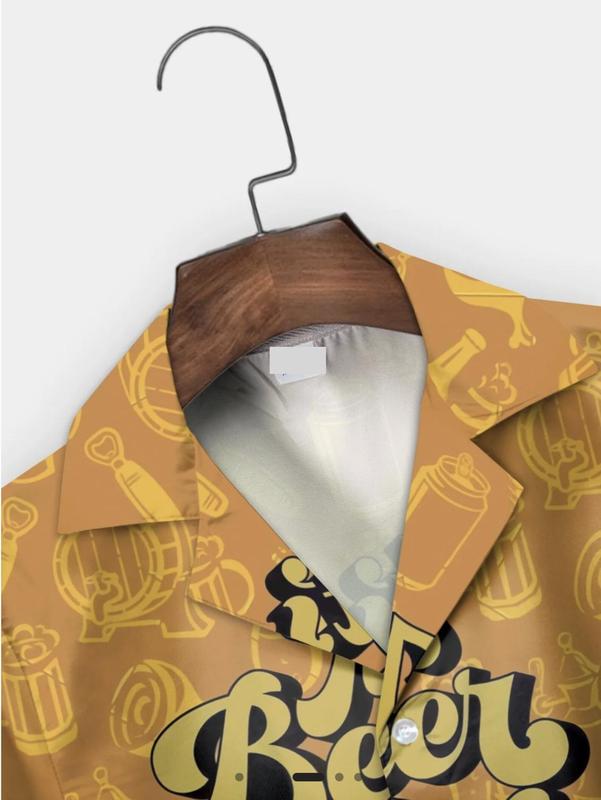 Funny Orange Cheers Design It's Beer O'Clock Short Sleeve Hawaiian Shirt