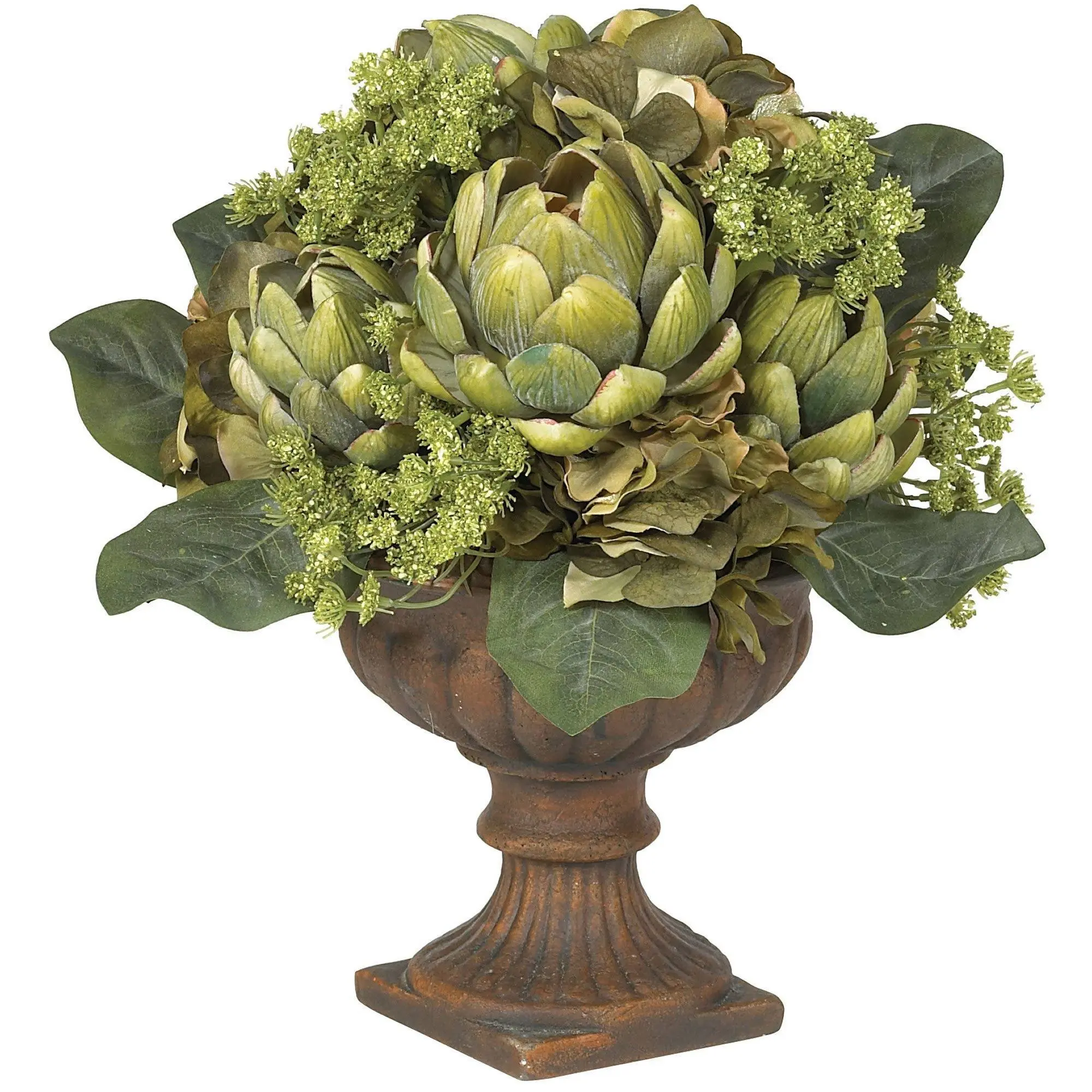 Artificial Silk Artichoke Centerpiece - Elegant Faux Floral Arrangement Centrepieces with Ornate Planter, Finest Materials for Home Table Setting Decor & Festive Centrepieces, Decorative Flower Ornaments, Dining Table Centerpiece