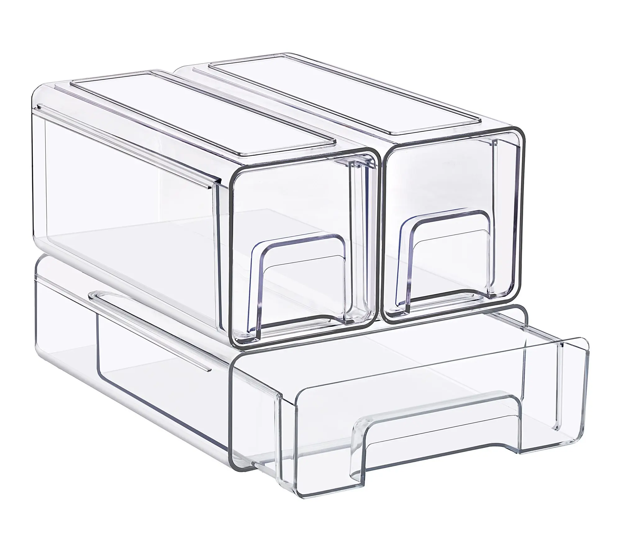 Sorbus Clear Stackable Storage Drawers with Handles - Set of 3