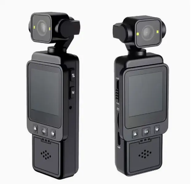 Handheld Action Camcorder, Portable Vlogging Camera with 270° Rotatable Screen, Night Vision Recording, Built-In Wi-Fi, Rechargeable Battery, High Resolution Pocket Video Camera for Selfie, Travel, Outdoor Recording