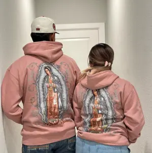 Pink Virgen De Guadalupe Hoodie Nuestra Reyna Graph Hoodie