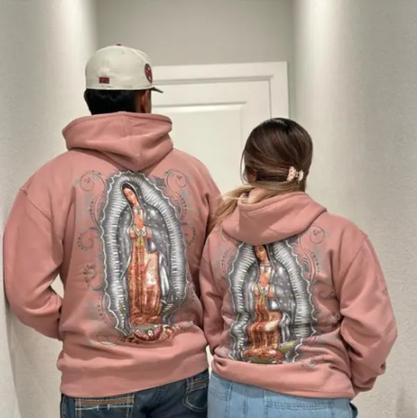 Pink Virgen De Guadalupe Hoodie Nuestra Reyna Graph Hoodie