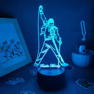Freddie Mercury LED Lamp - Queen Lead Singer 3D Night Light for Kids Bedroom