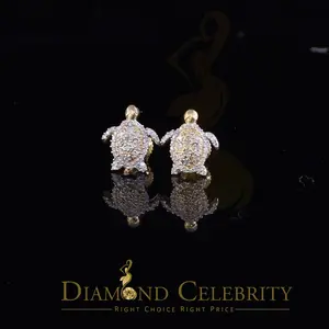 Diamond Celebrity's 925 Sterling Yellow Silver 0.25ct Diamond Turtle Earrings For Women's & Men's