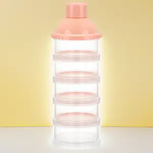 On-The-Go Formula Dispenser, 5 Compartments Stackable Travel Container for Baby Milk Powder & Kids Snacks, BPA-Free