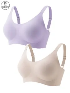 2pcs jelly push up wireless bra closure for easy wearing elegant back suitable for outfits helps reduce volume great for students office women yoga and active girls Seamless Wireless Bras Padded Bra