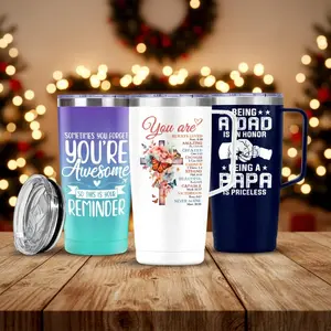 Sandjest 20oz Stainless Steel Tumbler with Handle & Lid, Double Wall Insulated Travel Coffee Cup, Ideal Mug Gift on Christmas Father Mother Day