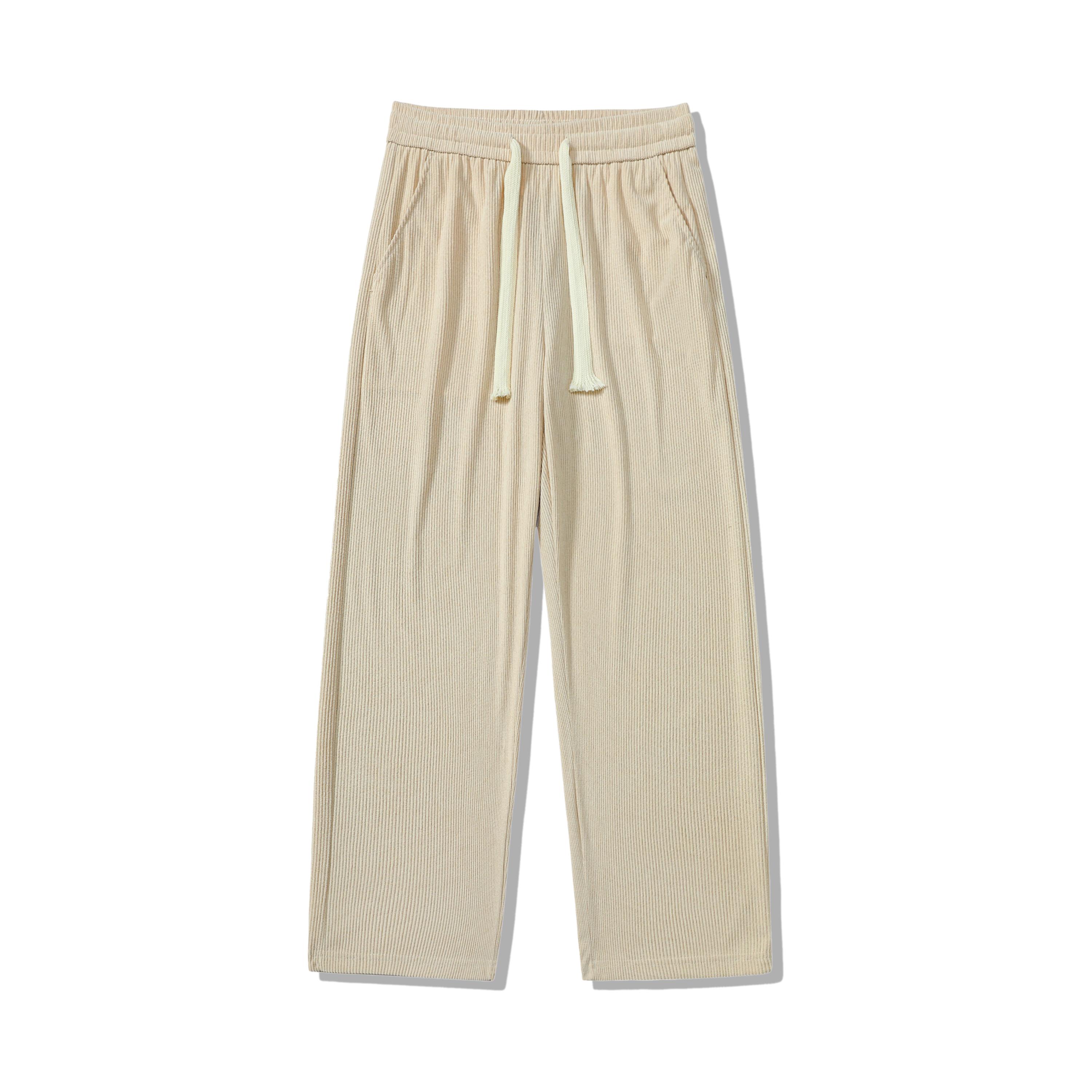 2-Pack Corduroy Straight-Leg Casual Men’s Pants, Elastic Waist, Loose Fit Athletic Style