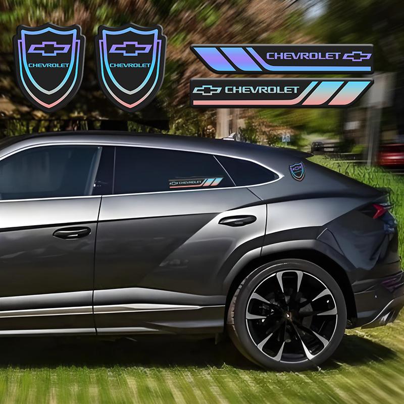 For Chevrolet car body decorative stickers, 4-piece set, car stickers, polycarbonate (PC) material, colorful waterproof stickers, car emblem stickers