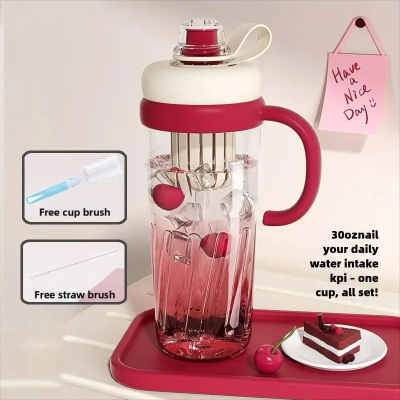 32oz Anti-Drop Tea Infuser Drinkware with Straw, Large Capacity, High Temp Resistant, Ideal for Beach & Travel, #OutdoorFun Essential Water Bottles Portable