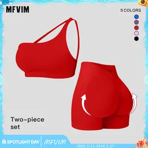 MFVIM Women’s Seamless Yoga Set – One-Shoulder Quick-Dry Compression Activewear for Outdoor Casual Running and Fitness