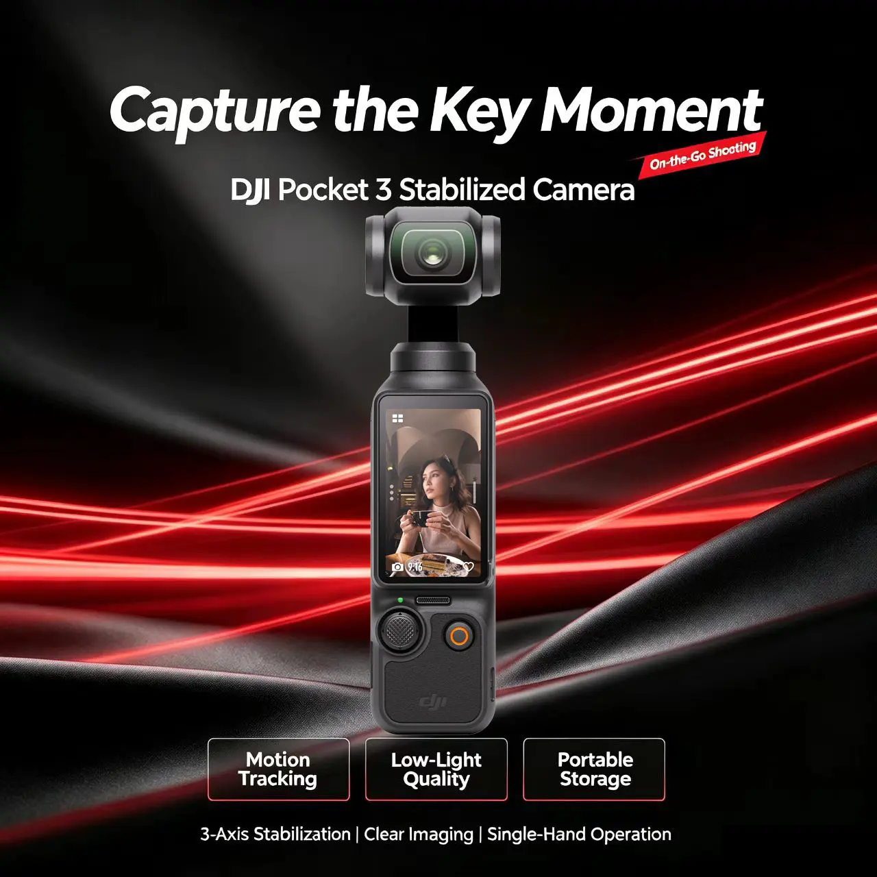 Refurbished DJI Osmo Pocket 3 Gimbal Camera | 3-Axis Stabilization, ActiveTrack, Low-Light Shooting, Single-Hand Operation
