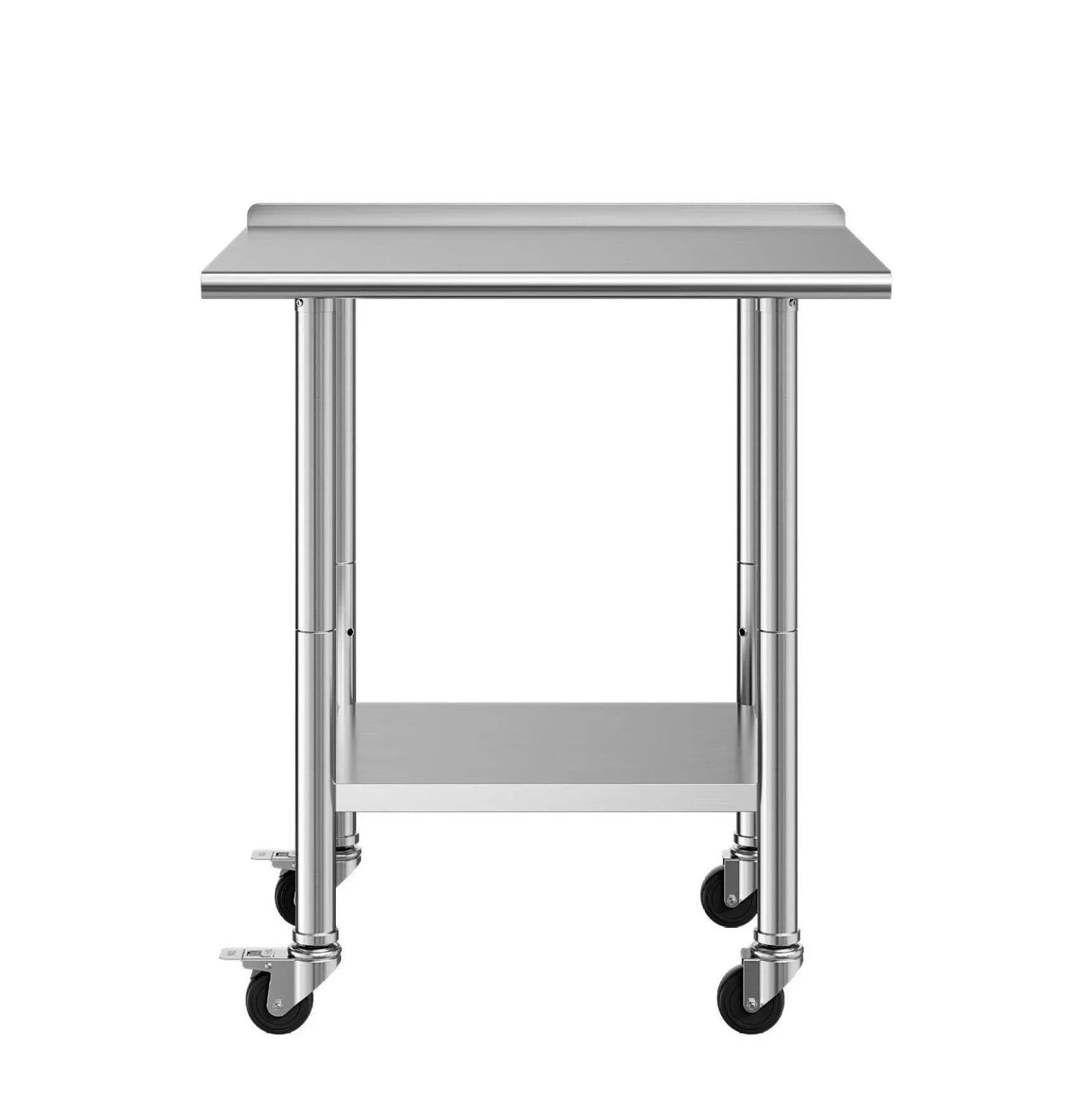 Stainless Steel Work Table 24x30 inch - Commercial Food Prep Table with Wheels & Backsplash, Adjustable Shelf, Restaurant Kitchen Workstation 24 x 30 inch Two Layers of Rear Baffle with Casters